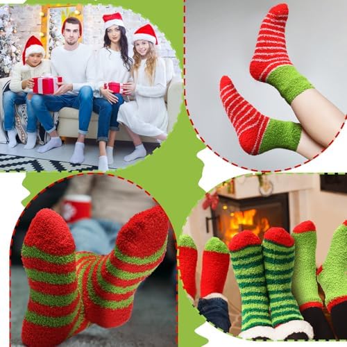 Hoolerry 30 Pairs Christmas Fuzzy Socks Bulk for Adult Gift