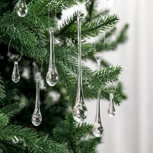 22 Pcs Crystal Glass Teardrop Christmas Ornaments, 4 Medium Size