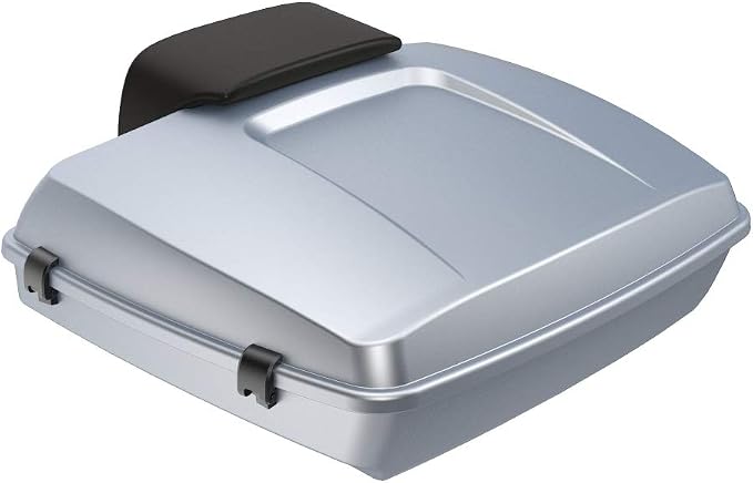Advanblack Road Glide Tour Trunk Pack Barracuda Silver Denim Razor Tour Trunk Pack Backrest Pad for '97-'25 Harley Touring Road King Street Glide Electra Glide CVO models