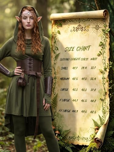 10 Pcs Women Renaissance Halloween Fairy Costume Medieval Hooded Elf Dress
