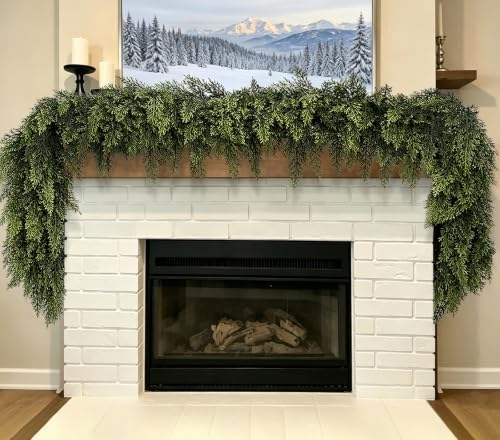 6 Ft 2 Pcs Christmas Garland, Realistic Cedar Garland