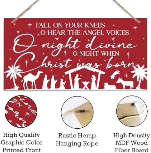 Fall On Your Knees Sign, Christmas Hanging Wood Sign, Winter Decorative Wall Signs, Red Winter Wooden Door Signs, Farmhouse Outdoor Wood Christmas Decor, Xmas Wall Art 6x12 Inches