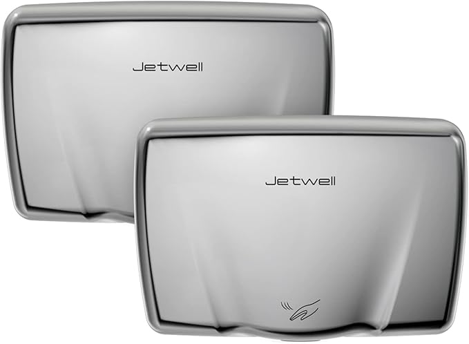 JETWELL 2Pack Compact Hand Dryer for Commercial Bathrooms, Stainless Steel Cover High Speed Automatic Warm Wind with Heating Switch, AC110V-130V