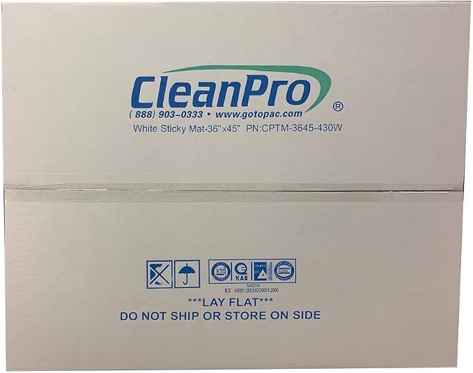 Disposable Cleanroom Adhesive Sticky Floor Mats, 36" x 45", Tacky Peel‑Off Mats, 30 Sheets, 4‑Pack, White