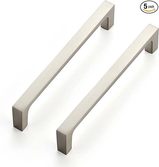 Ravinte 5 Pack Solid 5 Inch Kitchen Square Cabinet Handles Brushed Nickel Pulls Drawer Pulls Kitchen Cabinet Hardware Handles