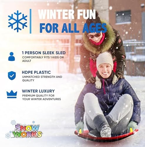 27" Lifetime Saucer Sled - Durable High-Density Plastic, Handles, Ideal for Adults, Kids, and Teens - 1 Person Snow Sled for Kids and Adults