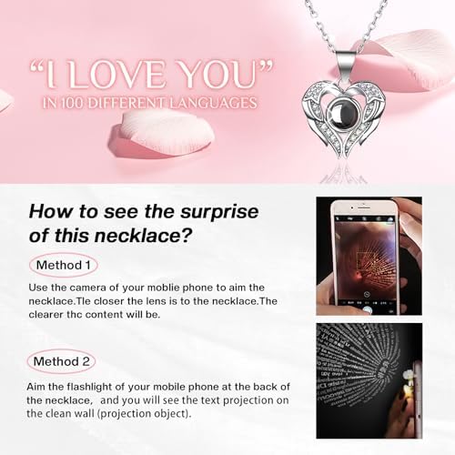 Preserved Real Pink Rose with I Love You Necklace 100 Languages, Gifts for Girlfriend, Women, Mom, Wife, Gifts Idea on Christmas, Valentine's Day, Mother's Day, Birthday, Anniversary, Thanksgiving