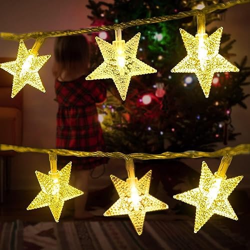 Minetom 33ft Plug in Star String Lights with Remote and Timer