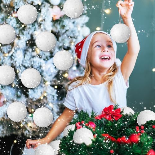 Lyrow 24 Pcs 4" Christmas Ball, White