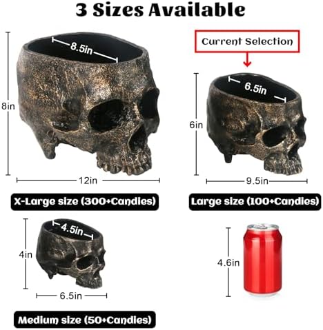 GameXcel Halloween Skull Candy Bowl - 6.5" Large Candy Dish Holder