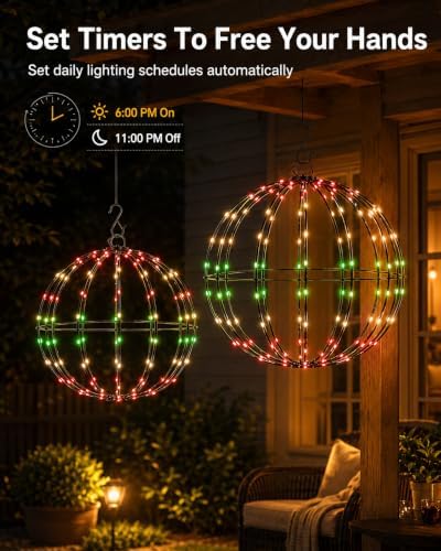Smart Christmas Ball Lights, 13" & 11" Outdoor Hanging Christmas Decoration