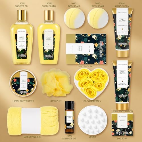 Spa Luxetique Tahiti 15pc Gifts for Women Spa Gift Baskets for Women