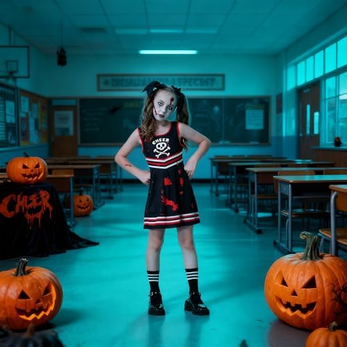 10Pcs Halloween Zombie Cheerleader Costume for Girls Party