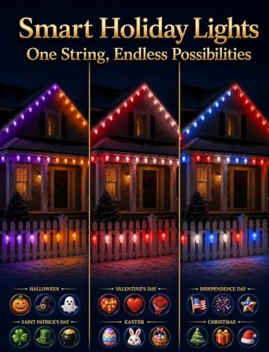 Color Changing C9 Christmas Lights, 50FT 50 LEDs, App Control