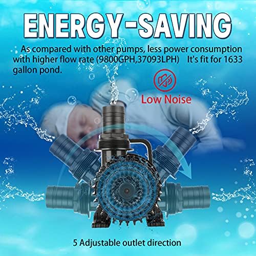 WaterRebirth (3200GPH-175W,UL listed) High Flow Large Fountain Submersible Water Pond Sump Pump Aquarium Electric Waterfall Pump Outdoor PS-3200 (Pack of 2)