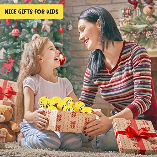 LovesTown Mini Stress Balls, 36PCS 2Inch Smiley Face Squeeze Balls Yellow Funny Foam Stress Relief Toys for School Carnival Reward Student Prizes (Pack of 2)