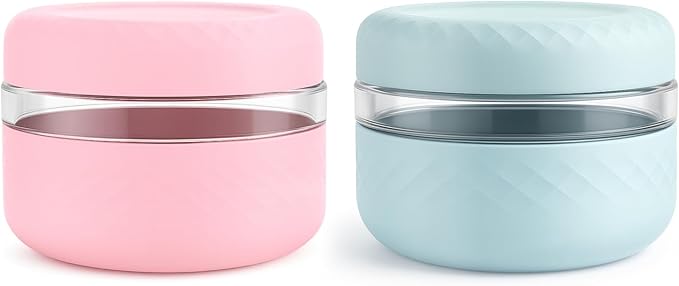16 oz/2 Cup Glass Lunch Bowl Containers with Lids, 2 Pack, BPA-Free | Leak & Spill Proof, Microwave & Dishwasher Safe, Airtight Meal Prep & Food Storage Jar for Lunch, Soup, Oats, Stew, Yogurt