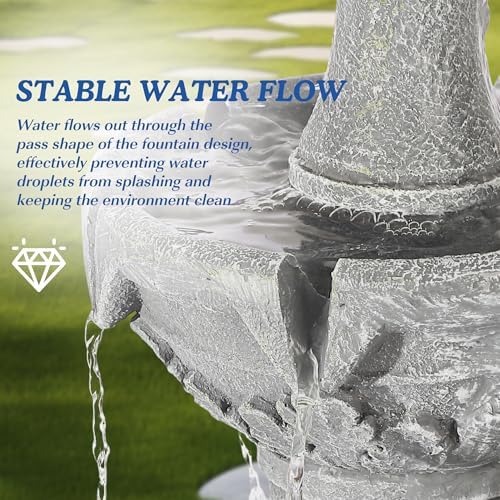 3-Tiers 48.4" H Italian Outdoor Water Fountains Feature Garden Decor