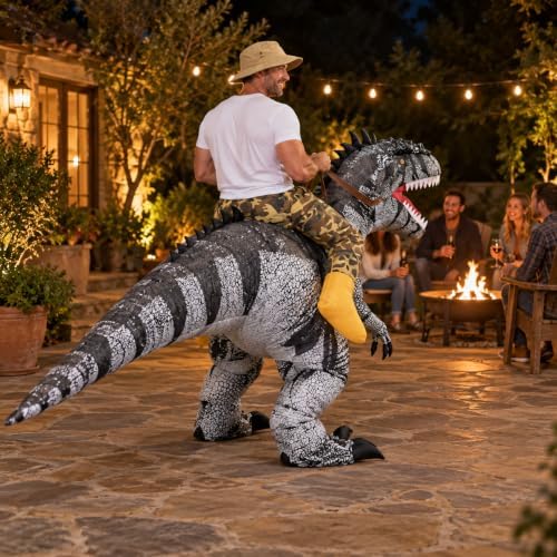 Inflatable Raptor Costume Adult Blow Up Velociraptor Ride On Dinosaur Suit