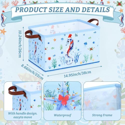 CHENGU 6 Pack Christmas Storage Bins Collapsible Coastal Christmas Baskets