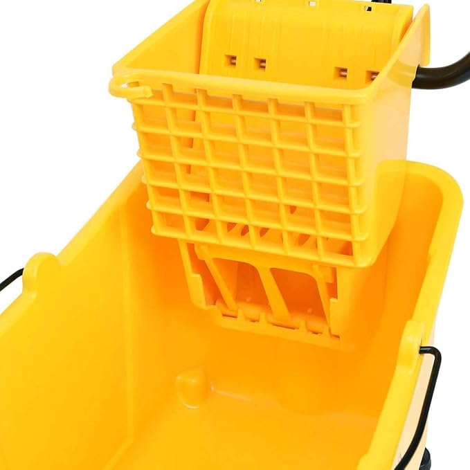 Nightcore Commercial Mop Bucket and Side Press Cleaning Wringer Portable Trolley On Wheels,All-in-one Tandem Floor Cleaning,Wavebrake. Ideal for Household,Commercial (34 Quart)
