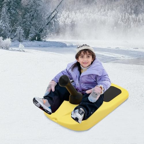 Snow Sled HDPE, 21"x12.2", 165 lbs Capacity, Yellow, Modern, Kids