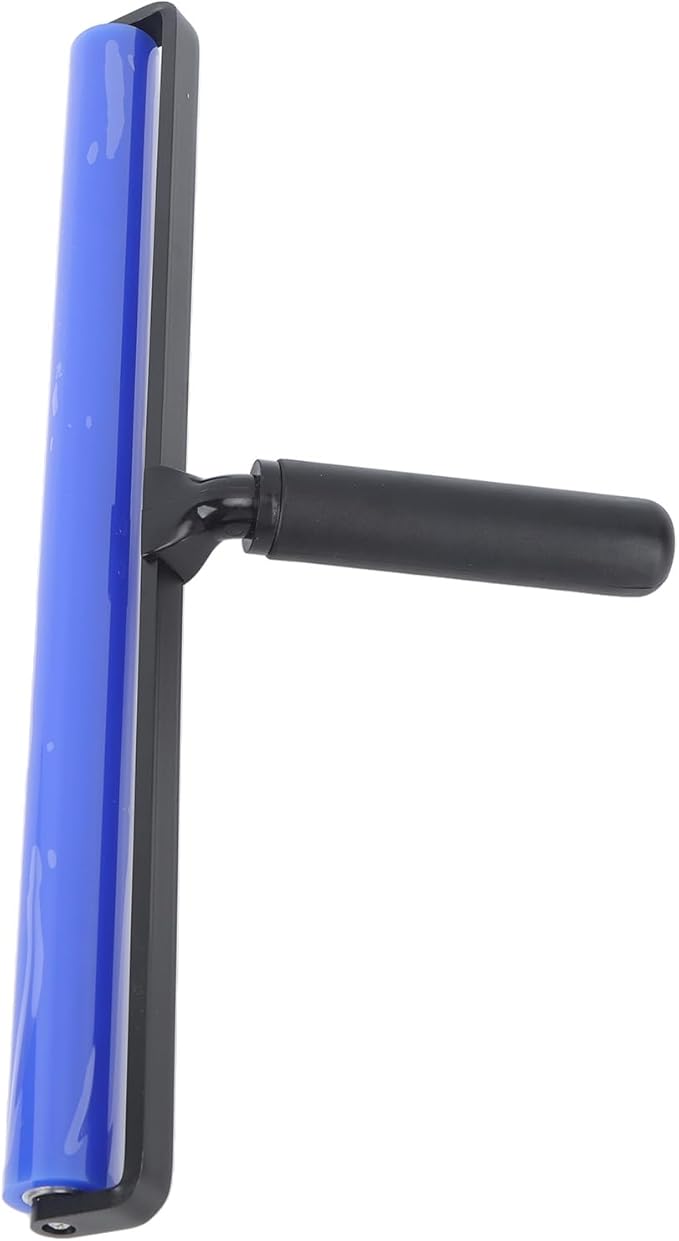 GOWENIC Static Dust Removal Roller, Sticky Blue Silicone Soft Cleaner Roller with Black Handle for Lint Pet Hair Lint Reusable Carpet Fabric (16 Inch)