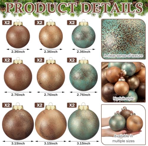 Yunlly 18 Pcs Neutral Christmas Ornaments Rustic Vintage Xmas Tree Decor