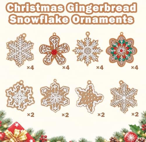 kockuu Christmas Gingerbread Snowflake Ornaments for Tree