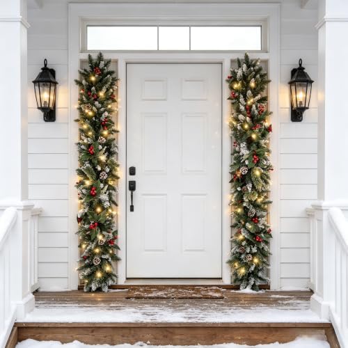 HipTree 6FT Christmas Garland with Lights for Mantel with Timer