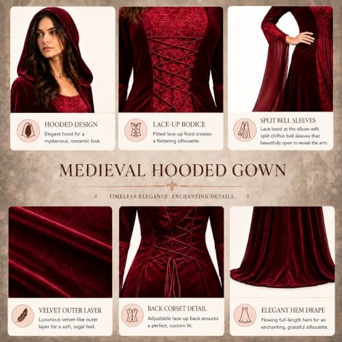 Women Deluxe Witch Dress Renaissance Vampire Halloween Costume