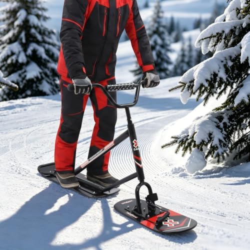 Dual Ski Snow Scooter Black for Adults