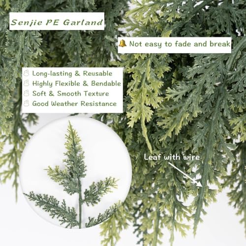 Extra Full 9FT Christmas Cedar Garland Real Touch Greenery for Mantle Decor