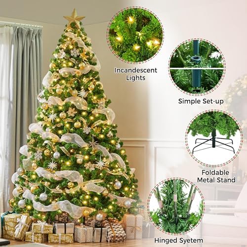 Yaheetech 9ft Prelit Artificial Christmas Tree with 900 Warm White Lights