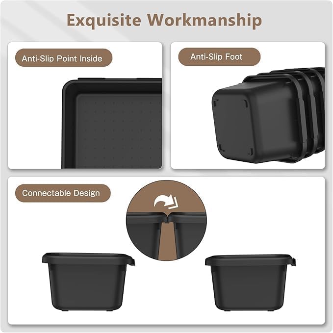 A-LuGei 【𝟲 𝗦𝗜𝗭𝗘 & 100PCS】 Tool Box Organizer Tray Set【Fits 100+ Tools】 Black Plastic Drawer Divider Desk Drawer Organizer Garage Organization for Rolling Tool Chest Cart Workbench Office Storage