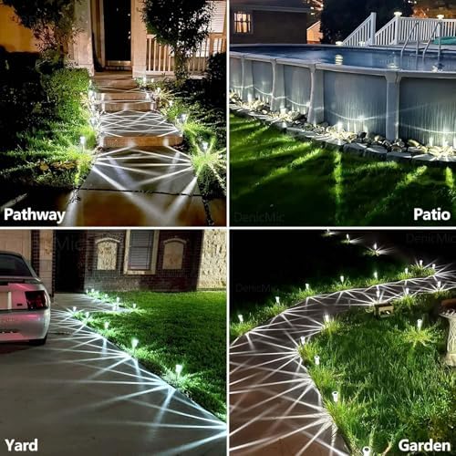 DenicMic Solar Pathway Lights Outdoor Waterproof Cold White LED 15 Pack