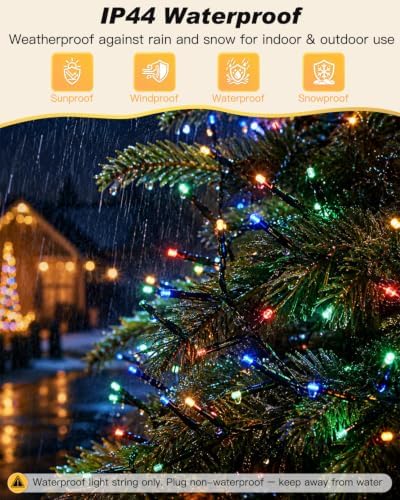 Iseebiz 50Ft 1000 LED Cluster Christmas Tree Lights with Remote & Timer