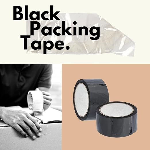 PSBM Black Packing Tape, 12 Rolls, 2 Mil Thick, 1.88 Inch Wide, 110 Yards Per Roll, Total 1320 Yards, Colored Tape for Sealing Cartons, Packaging, Shipping & Moving