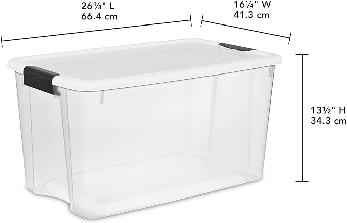 Sterilite 20-Pack Ultra Latching Box, Storage Bins with Lids, Clear Plastic, 70 Quart - Heavy-Duty Organizing Containers for Closet, Bathroom, and Office