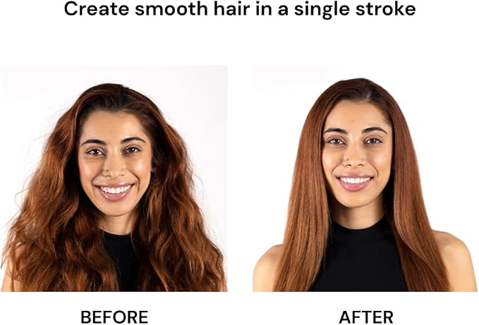 L'ANGE HAIR Le Vite Straightening Brush | Heated Hair Tool for Smoother, Frizz-Controlled Look | Dual-Voltage Hot Brush Straightener for Effortless Styling & Shine | Ceramic Standard Size (Black)