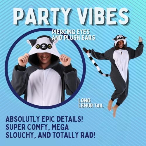 Funziez! Adult Onesie Halloween Costume Animal Dinosaur Shark Unisex Plush One Piece Cosplay Suit for Adults, Men and Women