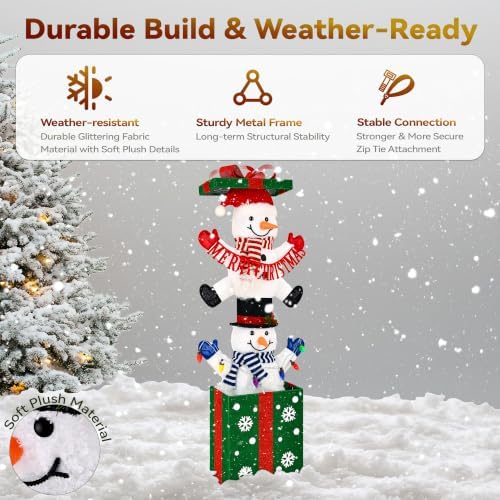 Snowman in Gift Box Outdoor Christmas Decoration with Timer&Remote Control
