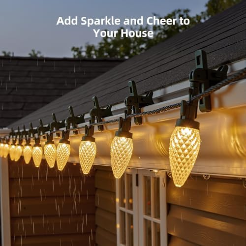 C9 LED Christmas Lights Outdoor, 97ft 150 LED Waterproof Strawberry Christmas Decorations String Lights, Plug in Vintage Christmas Tree Lights for Outside, Roof, Patio, Wedding, Party, Warm White