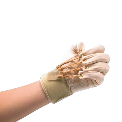 Sammons Preston Deluxe Traction Glove, Left Handed Exercise Glove, S/M | Traction glove assists flexion of the joints and fingers for hand therapy and rehabilitation programs.