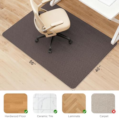 Sycoodeal Chair Mat, 40" x 55" Office Chair Mat for Hardwood and Tile Floor, Heavy Duty Floor Protector for Rolling Chairs, Non-Slip,Computer Mat for Home Office(Coffee)