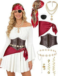 Women Pirate Costume Set Halloween Dress Outfit with Accessories