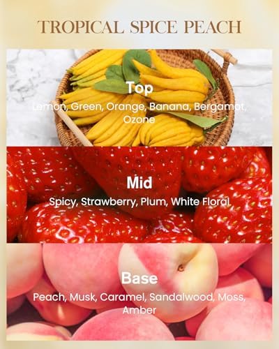M&SENSE Tropical Spice Peach Soy Candle, 35oz 3-Wick, Summer Scent Gift