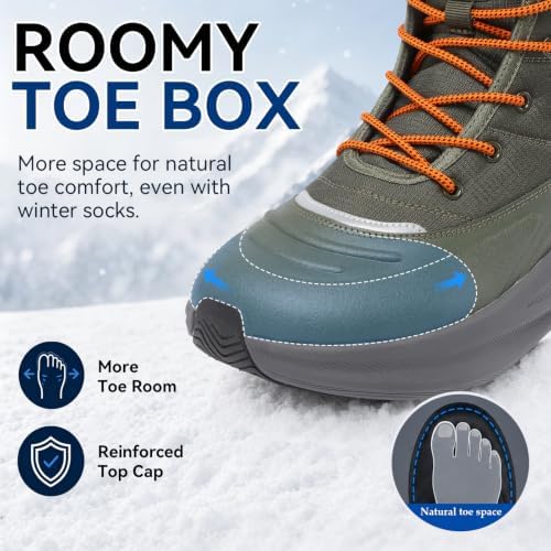 relxfeet Men's Waterproof Winter Snow Boots Wide Toe Box