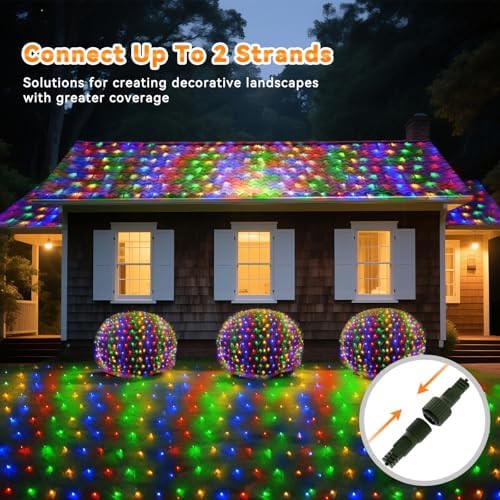 LitHome 14.8FT x 5FT Christmas Net Lights Outdoor Mesh Lights Connectable