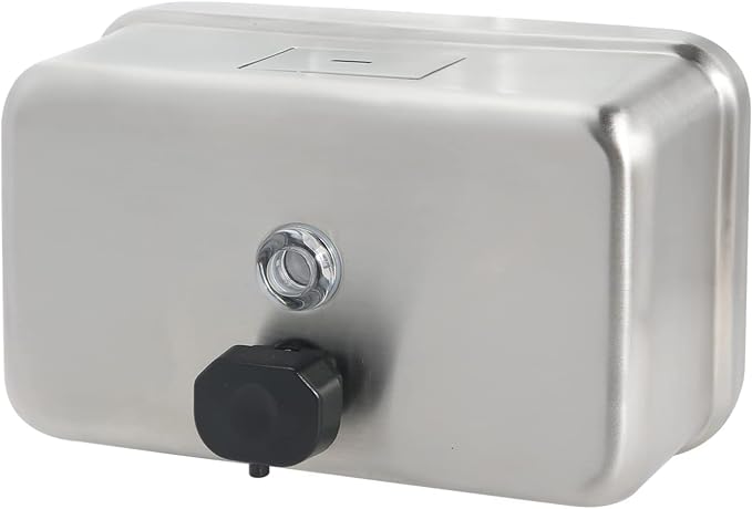 Commercial Stainless Steel Soap Dispenser Wall Mount Horizontal Liquid | 38.8oz Large Capacity, Anti-Leak, Antirust SUS304 Brushed for Bathroom & High-Traffic Areas